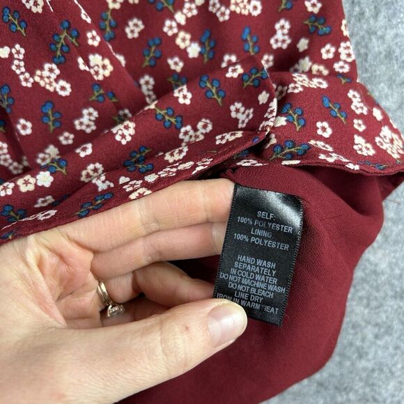 Lulus Dress Womens Medium Floral Support Wine Red Floral Print Knotted Mini - Picture 7 of 9